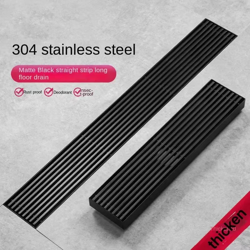 Black Thickened 304 Stainless Steel Strip Floor Drain Bathroom Toilet Large Displacement Insect And Odor Proof Floor Drain
Black Thickened 304 Stainless Steel Strip Floor Drain Bathroom Toilet Large Displacement Insect And Odor Proof Floor Drain