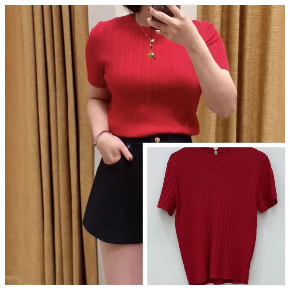 Women Red Twisted Knit Sweater Short Sleeve Top 2026 Spring Summer Lady Knitted O-neck Pullover
Women Red Twisted Knit Sweater Short Sleeve Top 2026 Spring Summer Lady Knitted O-neck Pullover