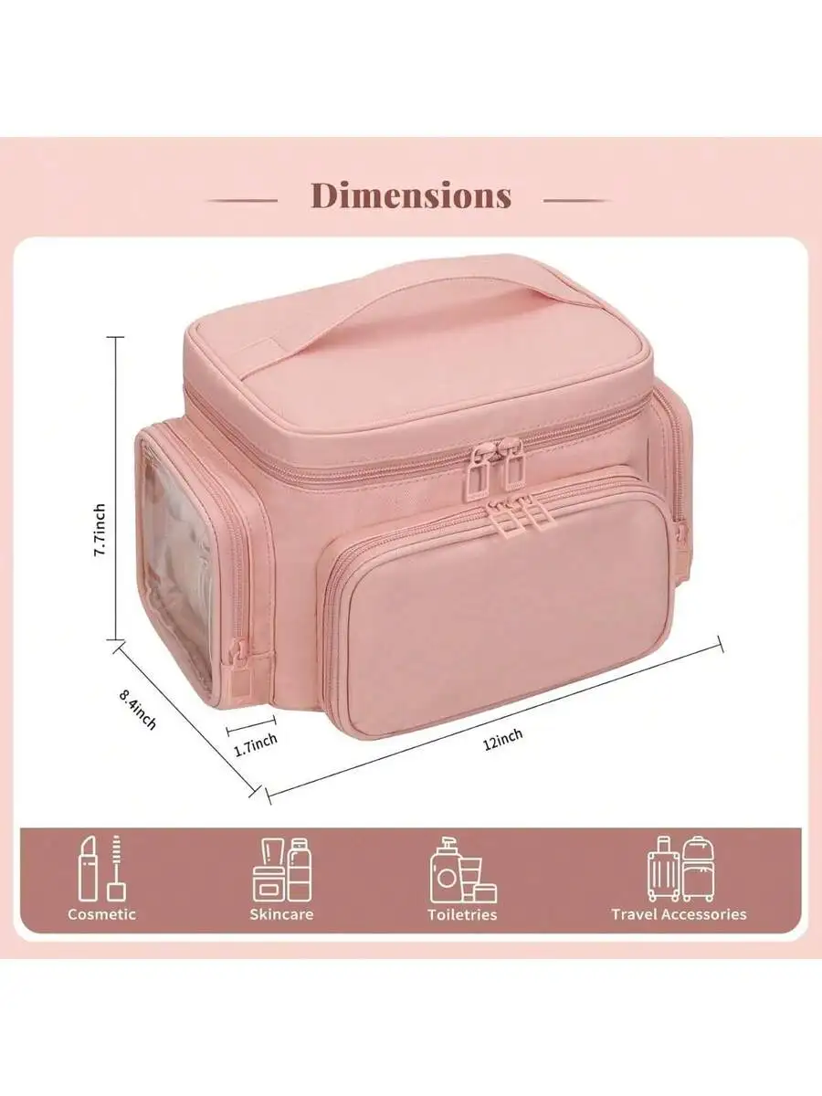Portable Travel Makeup Bag With Brush Compartment Side Pockets Vertical Storage Toiletry Organizer
Portable Travel Makeup Bag With Brush Compartment Side Pockets Vertical Storage Toiletry Organizer