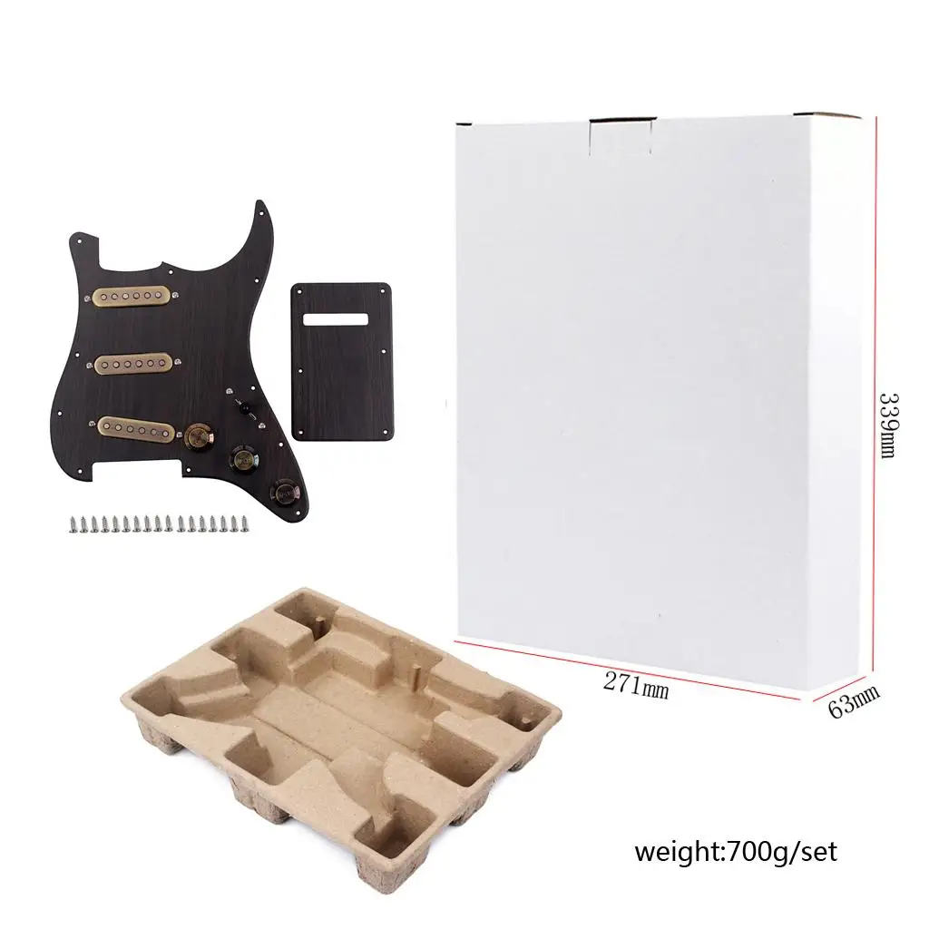 SSS Loaded Alnico V Pickguard Rosewood Color Electric Guitar Magnetic Pickup Set with Back Cover for ST Series
SSS Loaded Alnico V Pickguard Rosewood Color Electric Guitar Magnetic Pickup Set with Back Cover for ST Series