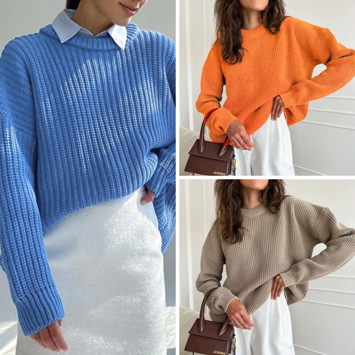 Pullovers Women Tops Sweaters Round Neck Knitted Full Sleeve Solid Jumpers Y2k Streetwear Elegant Splice Knit Autumn Winter 2025 
Pullovers Women Tops Sweaters Round Neck Knitted Full Sleeve Solid Jumpers Y2k Streetwear Elegant Splice Knit Autumn Winter 2025