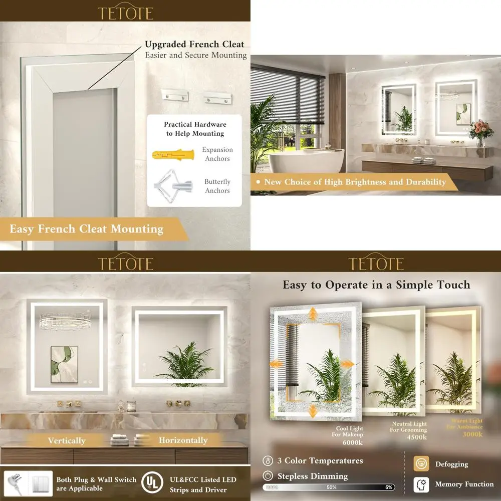 Illuminated 28x36 Bathroom Mirror with Front and Back Lighting, 3-Color Anti-Fog, Waterproof Tempered Glass
Illuminated 28x36 Bathroom Mirror with Front and Back Lighting, 3-Color Anti-Fog, Waterproof Tempered Glass