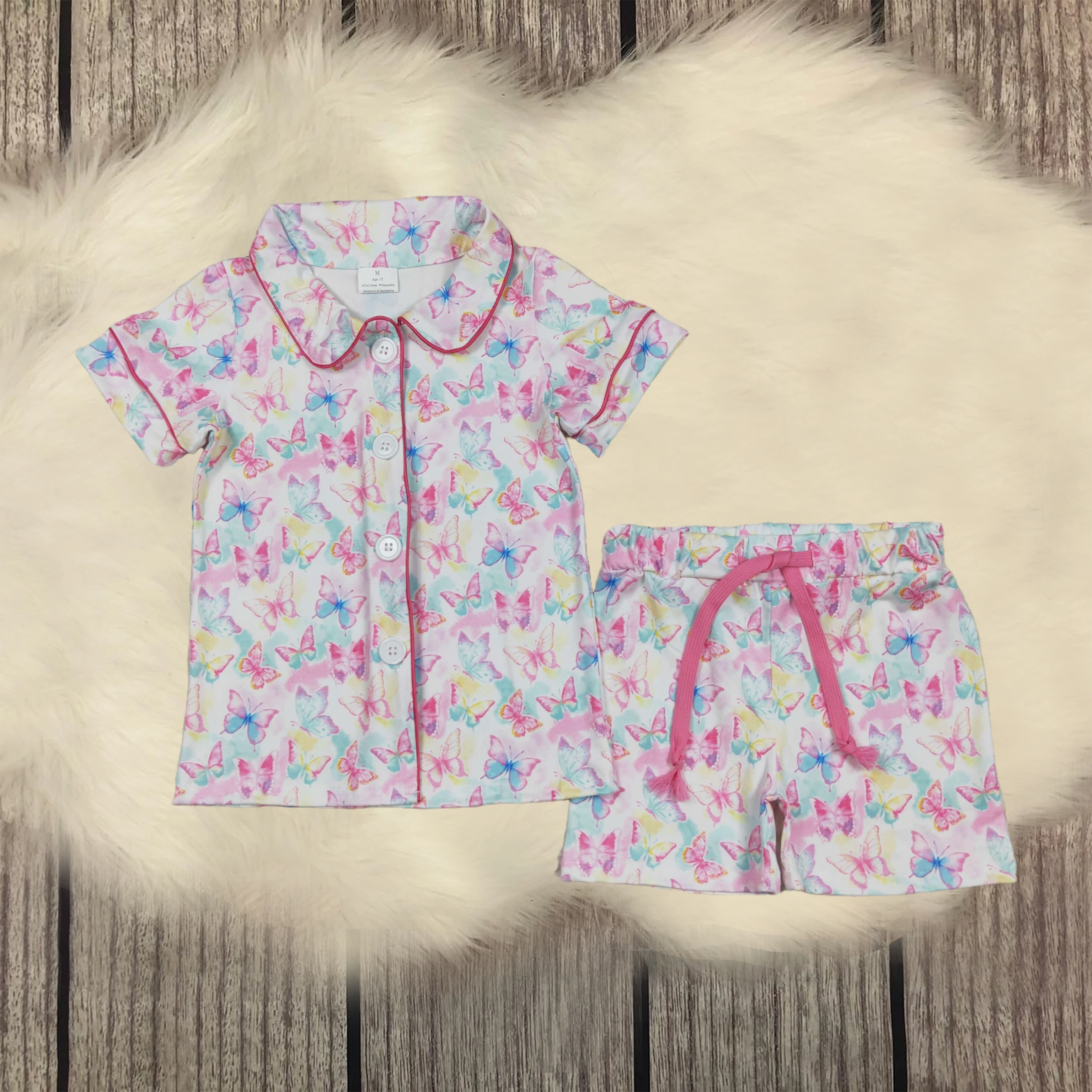 Wholesale Baby Girl Short Sleeves Colorful Butterfly Butter Top Shorts Kids Pajamas Set Infant Toddler Sleepwear Children Outfit
Wholesale Baby Girl Short Sleeves Colorful Butterfly Butter Top Shorts Kids Pajamas Set Infant Toddler Sleepwear Children Outfit