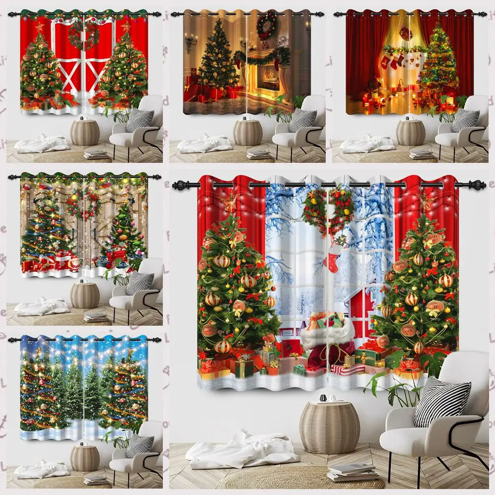 2pcs Christmas Curtains Bedroom Living Room Xmas Tree Gifts Fireplace Pattern Window Drapes Thermal Insulated Blackout Curtain
2pcs Christmas Curtains Bedroom Living Room Xmas Tree Gifts Fireplace Pattern Window Drapes Thermal Insulated Blackout Curtain