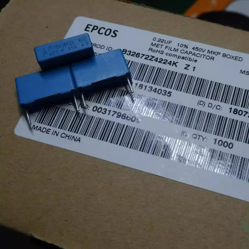 10pcs/lot EPCOS 0.22uf/450v 220nf u22 224 Brand New 15mm Film Capacitor B32672Z4224K / B32522N6224K
10pcs/lot EPCOS 0.22uf/450v 220nf u22 224 Brand New 15mm Film Capacitor B32672Z4224K / B32522N6224K