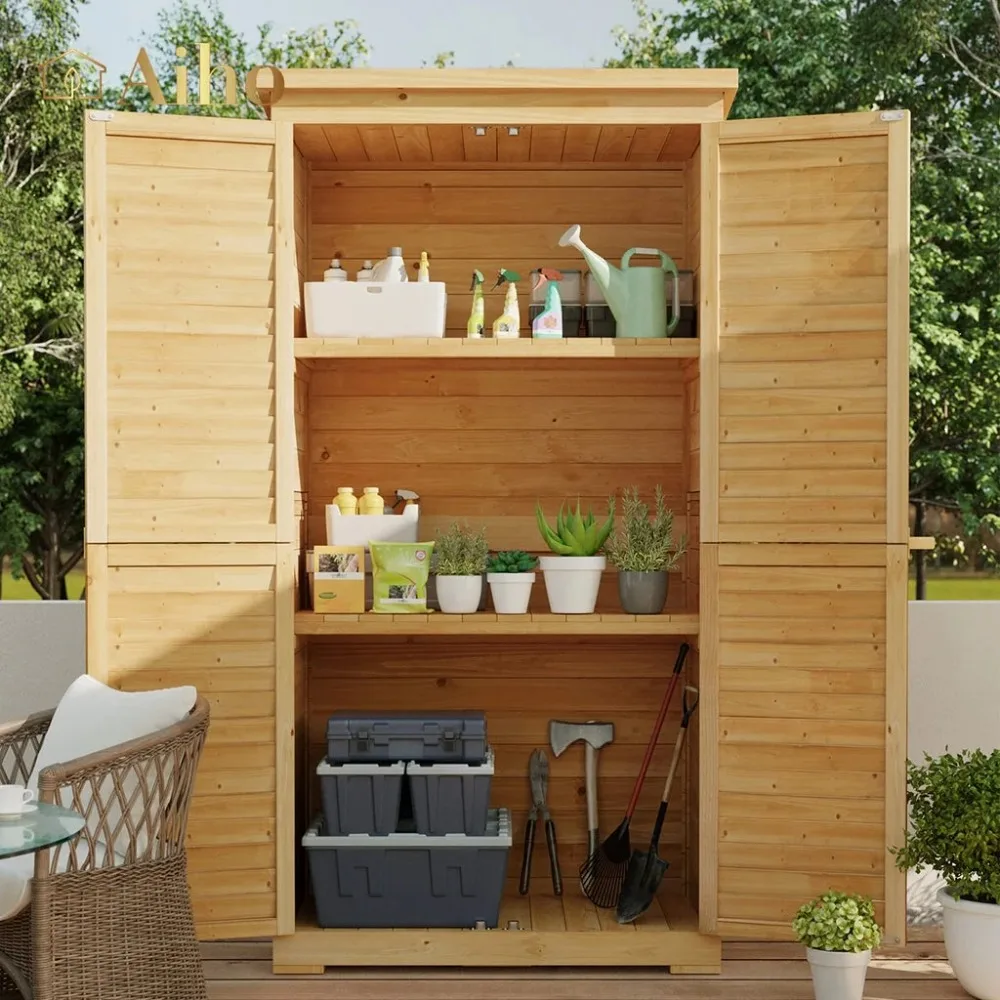 Outdoor Storage Cabinet with 3 Shelves, with Double Lockable Door, Waterproof Roof, Outside Vertical Tall Tool Shed for Yard
Outdoor Storage Cabinet with 3 Shelves, with Double Lockable Door, Waterproof Roof, Outside Vertical Tall Tool Shed for Yard
