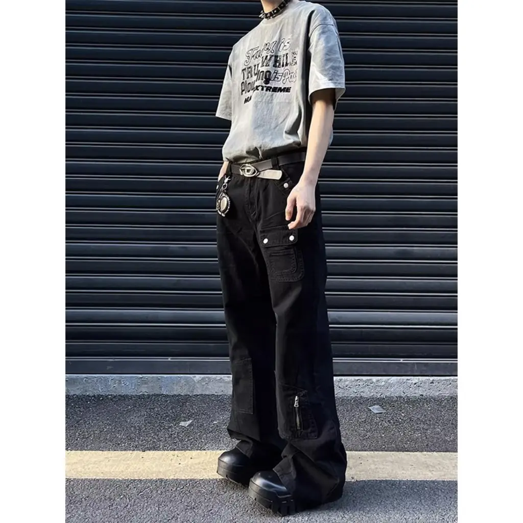 Spring Autumn Large Pocket Zipper Design Workwear Jeans Micro Flare Pants Trendy American Style for Men And Women Floor-Mopping
Spring Autumn Large Pocket Zipper Design Workwear Jeans Micro Flare Pants Trendy American Style for Men And Women Floor-Mopping