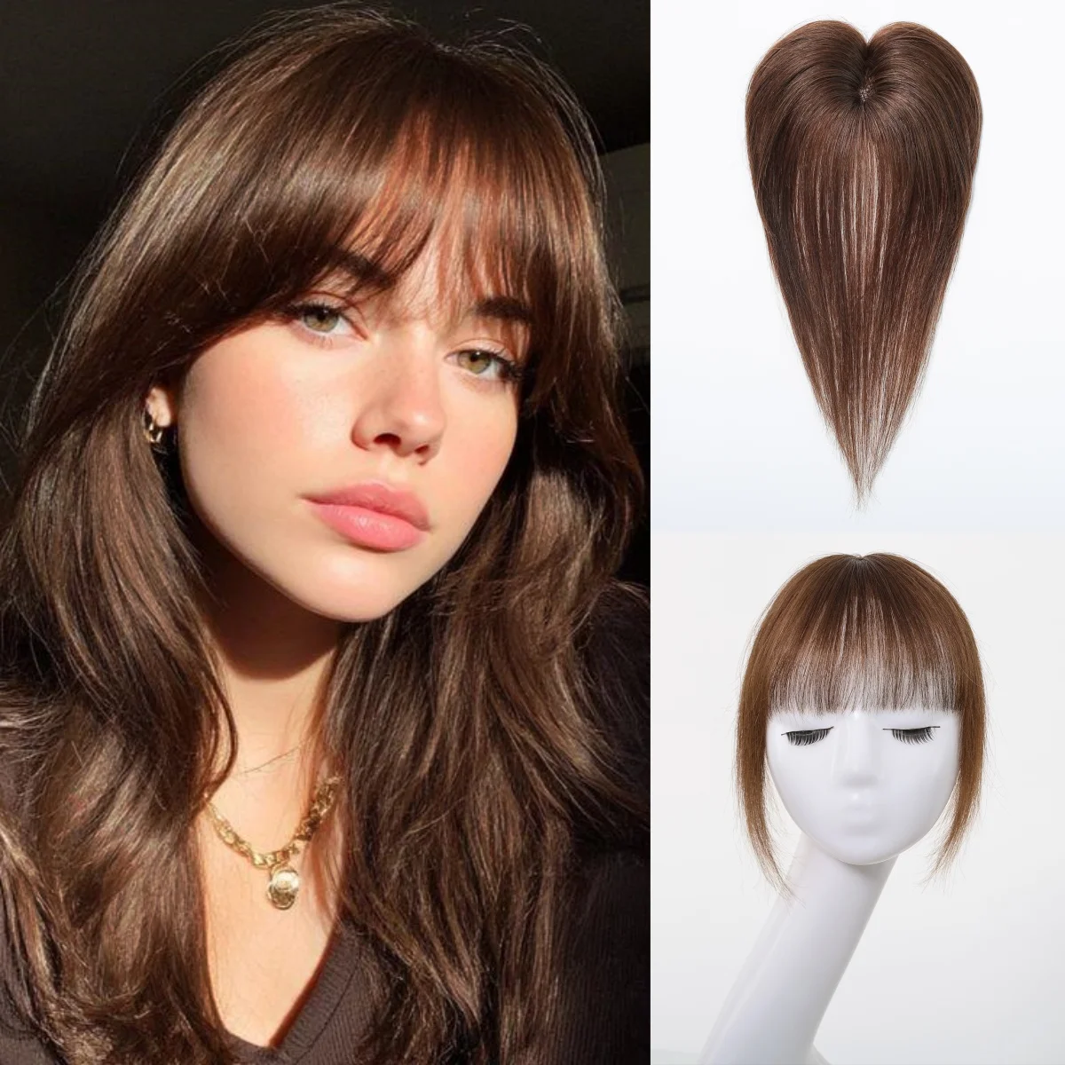 Темно-коричневый прямой 10-дюймовый бахрома с воздушной челкой, шелковая основа, топпер из человеческих волос, 100% заколка для человеческих волос Remy, шиньон для женских волос
Темно-коричневый прямой 10-дюймовый бахрома с воздушной челкой, шелковая основа, топпер из человеческих волос, 100% заколка для человеческих волос Remy, шиньон для женских волос