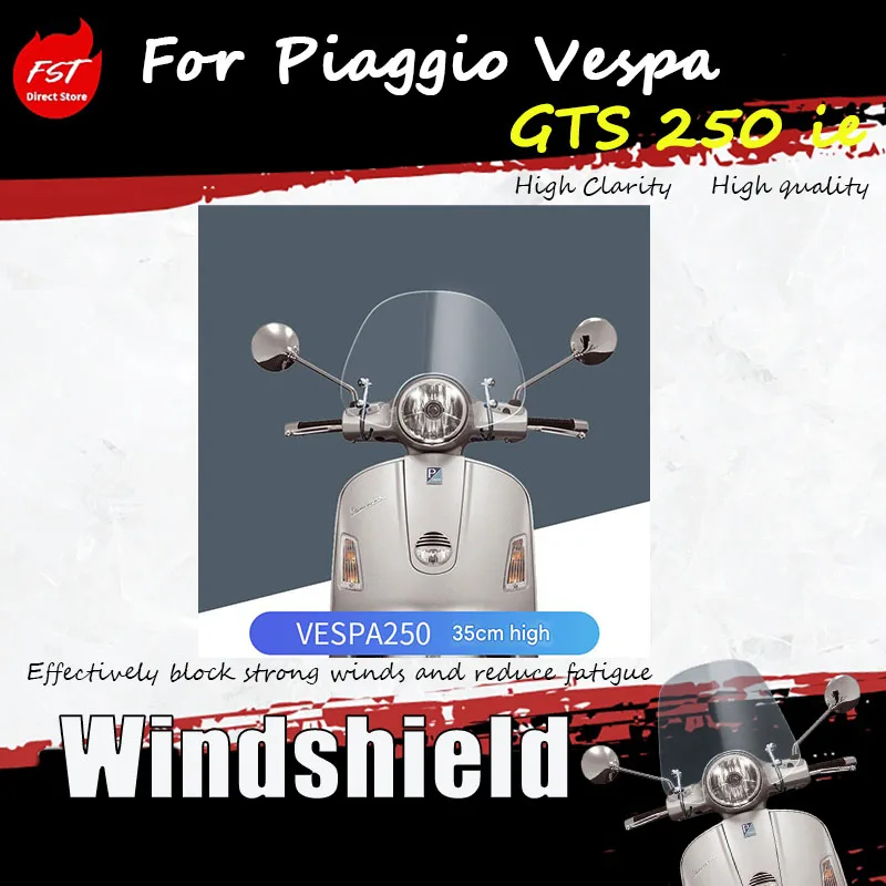For Vespa GTS 250 IE windshield guard for the windshield frame, an original and elevated model with hand protection
For Vespa GTS 250 IE windshield guard for the windshield frame, an original and elevated model with hand protection