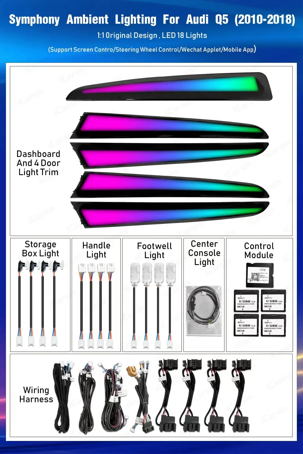 Upgrade 256 Colors Symphony Led Car Interior Ambient Lighting Decoration for Q5 2010-2017 Atmosphere Strip Accessories
Upgrade 256 Colors Symphony Led Car Interior Ambient Lighting Decoration for Q5 2010-2017 Atmosphere Strip Accessories