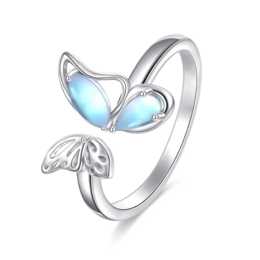 925 Sterling Silver Butterfly Open Ring Natural Moonstone Adjustable Ring for Women Dainty Jewelry Gift
925 Sterling Silver Butterfly Open Ring Natural Moonstone Adjustable Ring for Women Dainty Jewelry Gift