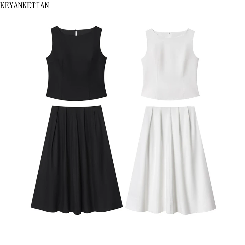 KEYANKETIAN Elegant Women's Formal 2-Piece Suit Sleeveless Peplum Top + High Waist Pleated Midi Skirt Business Office Co-Ord Set
KEYANKETIAN Elegant Women's Formal 2-Piece Suit Sleeveless Peplum Top + High Waist Pleated Midi Skirt Business Office Co-Ord Set