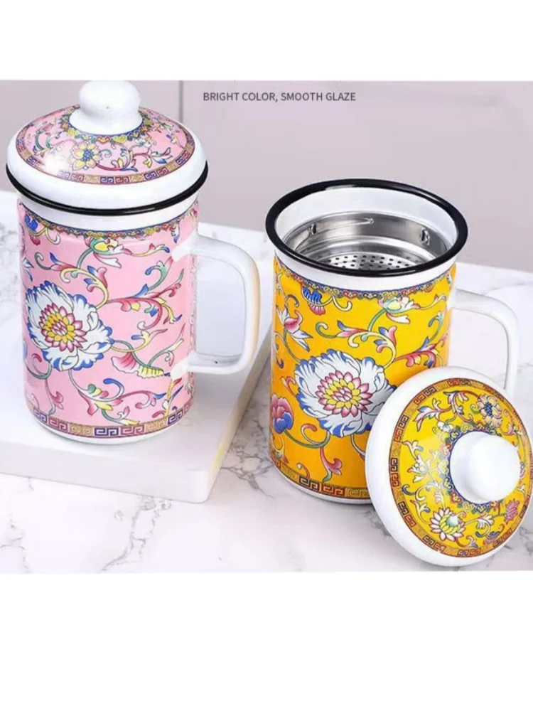Mugs Enamel cup with lid printed suit with drop resistance and thickened appearance and heatable retro style nostalgic classic
Mugs Enamel cup with lid printed suit with drop resistance and thickened appearance and heatable retro style nostalgic classic