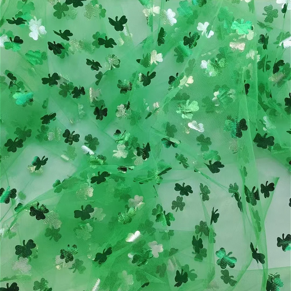 Hot Stamping Green Clover Mesh Polyester Fabric St. Patrick's Day Irish Decorative Mesh Performance Skirt by 62.99*36inches
Hot Stamping Green Clover Mesh Polyester Fabric St. Patrick's Day Irish Decorative Mesh Performance Skirt by 62.99*36inches
