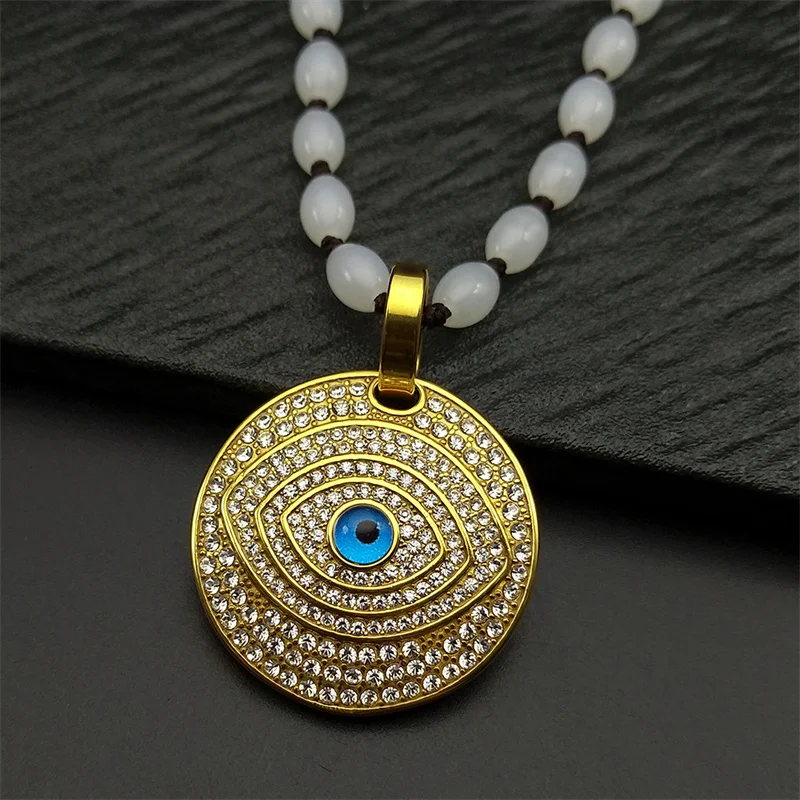 Vintage Full Rhinestones Blue Evil Demon Eye Car Pendant for Women Men Stainless Steel Gold Plated Glass Beads Chain Jewelry
Vintage Full Rhinestones Blue Evil Demon Eye Car Pendant for Women Men Stainless Steel Gold Plated Glass Beads Chain Jewelry