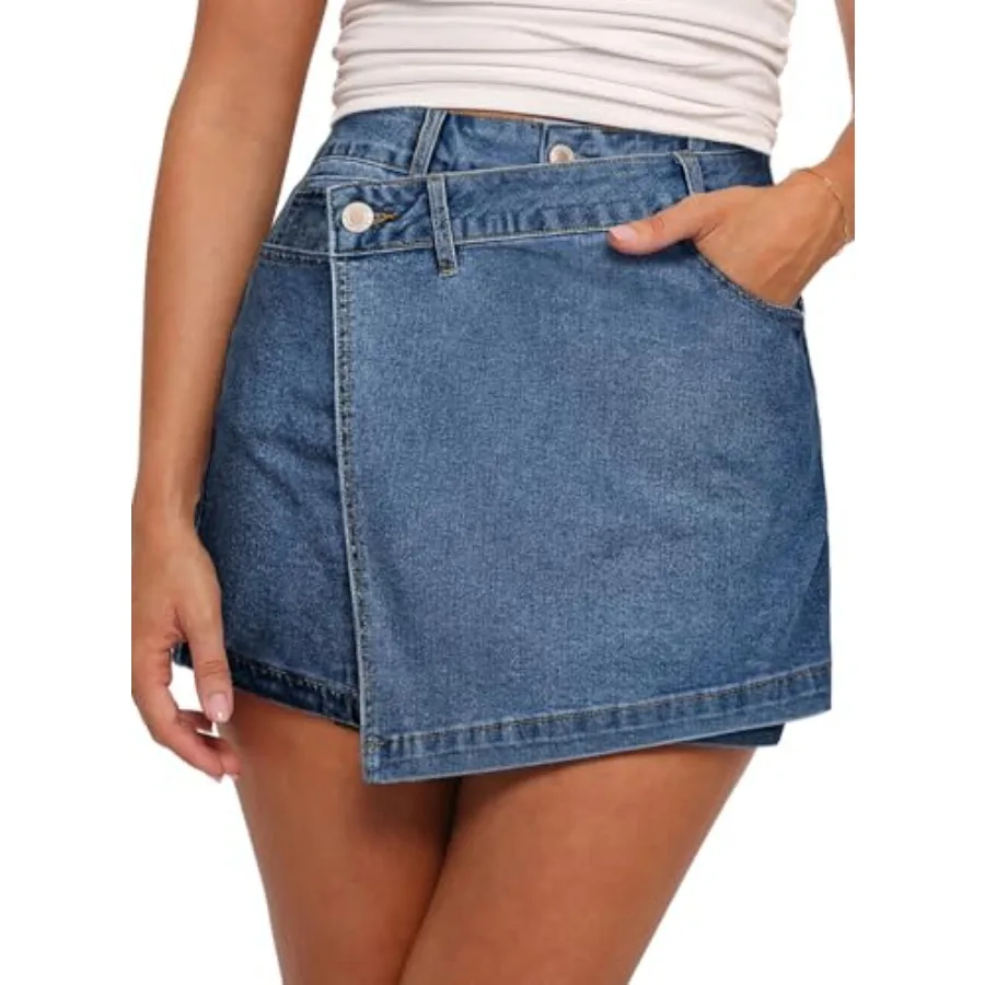 Sidefeel Skorts for Woman High Waisted Jean Skort Wrap Stretchy Asymmetrical Skorts Casual Denim Shorts
Sidefeel Skorts for Woman High Waisted Jean Skort Wrap Stretchy Asymmetrical Skorts Casual Denim Shorts