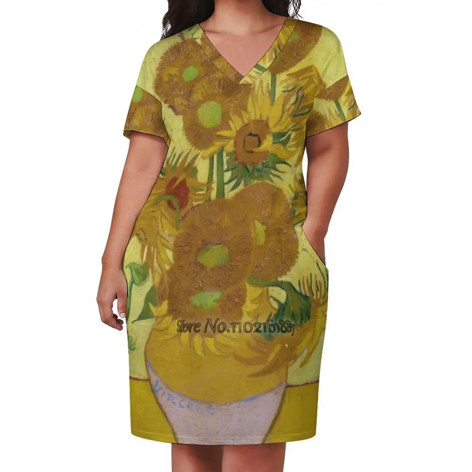Vincent Van Gogh - Sunflowers Loose V-Neck Short Sleeve Skirt Elegant High Quality Dress Lightweight Fabric Skirt Vincent Van
Vincent Van Gogh - Sunflowers Loose V-Neck Short Sleeve Skirt Elegant High Quality Dress Lightweight Fabric Skirt Vincent Van