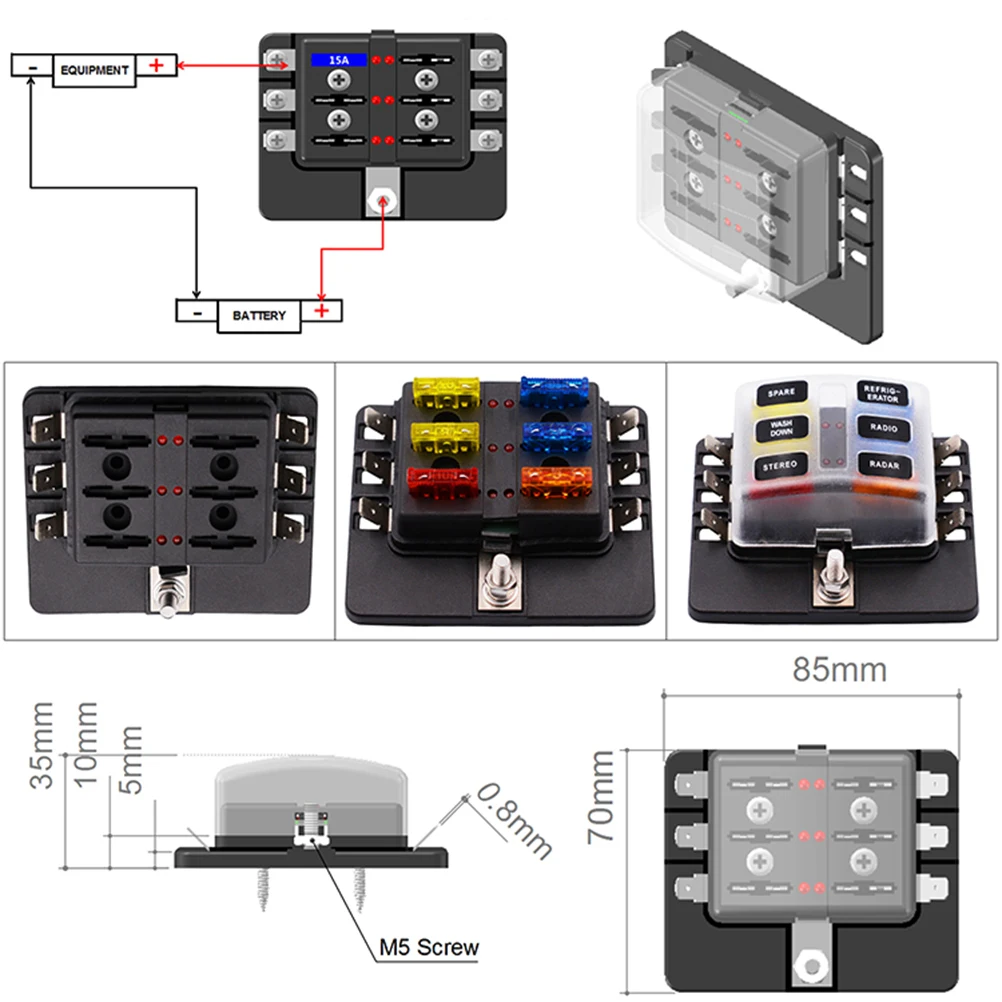 High Quality 12 30V Fuse Box Base Car Audio RV 1 Input 6 Output Anti Flame Nut Fuses Positive PC Terminal Block
High Quality 12 30V Fuse Box Base Car Audio RV 1 Input 6 Output Anti Flame Nut Fuses Positive PC Terminal Block