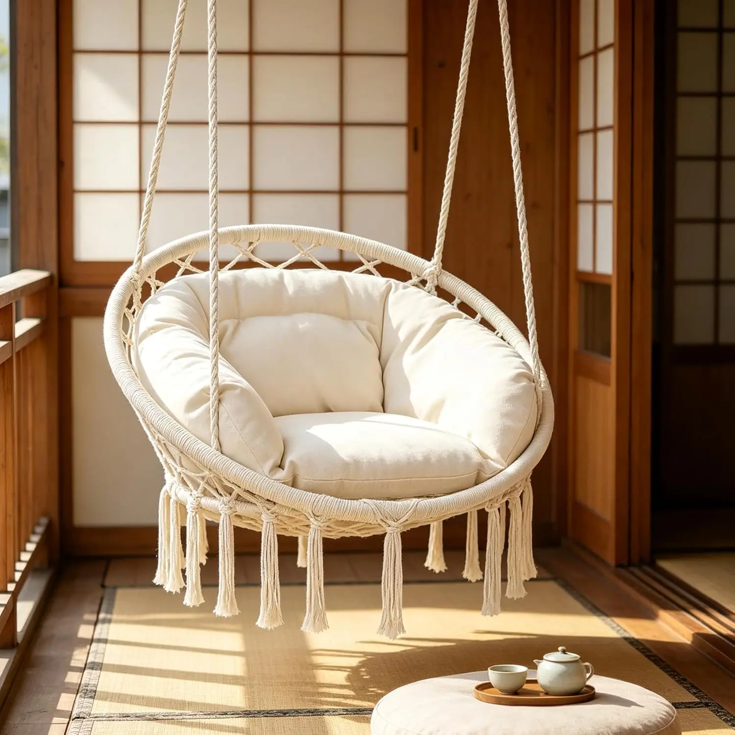 Hanging Hammock Chair with Cushion, 350 lbs Capacity, for Outdoor Porch Bedroom Backyard, Tools Included, Beige
Hanging Hammock Chair with Cushion, 350 lbs Capacity, for Outdoor Porch Bedroom Backyard, Tools Included, Beige