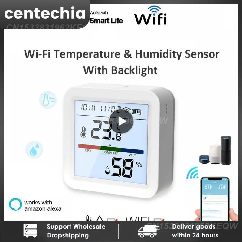 Tuya Smart WIFI Temperature And Humidity Sensor Indoor Hygrometer Thermometer With LCD Display Support Alexa Assistant
Tuya Smart WIFI Temperature And Humidity Sensor Indoor Hygrometer Thermometer With LCD Display Support Alexa Assistant
