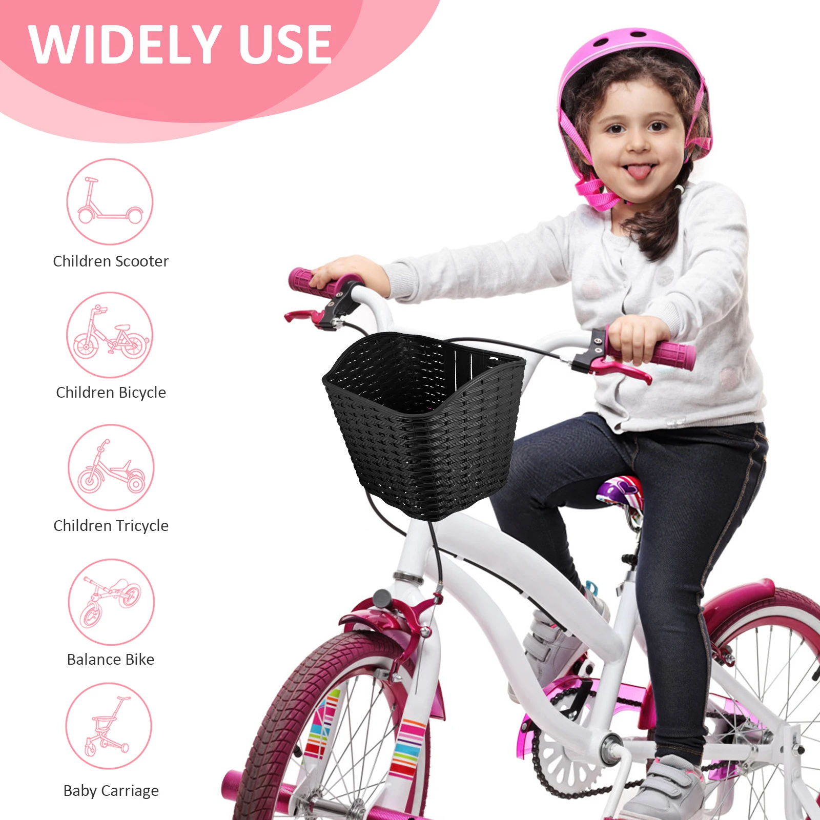 Plastic Bike Basket Retro Durable Black Vegetable Storage Cycling Front Kids Bikes Accessories Fits Most Child Bicycle Rack
Plastic Bike Basket Retro Durable Black Vegetable Storage Cycling Front Kids Bikes Accessories Fits Most Child Bicycle Rack