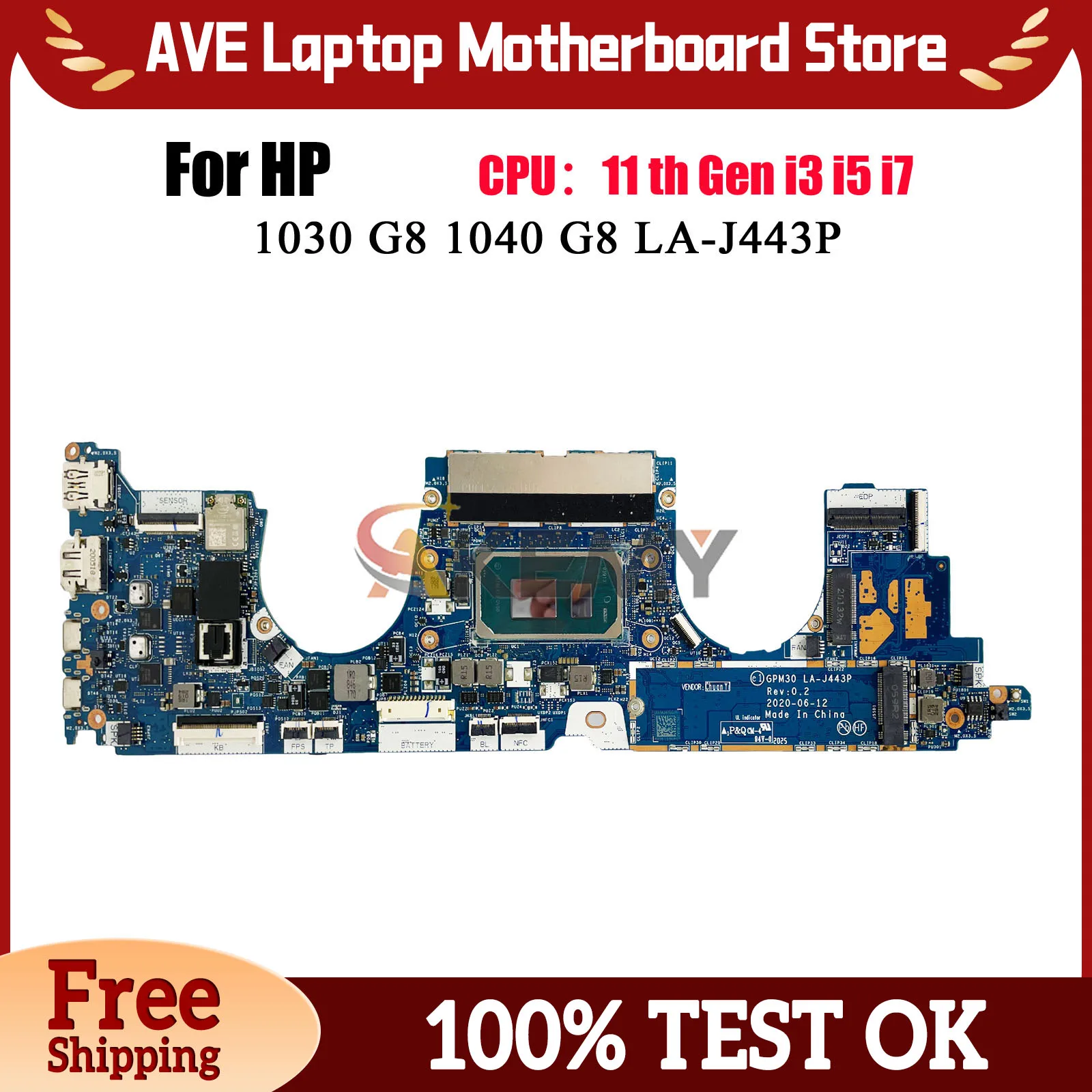 LA-J443P For HP EliteBook X360 1030 G8 1040 G8 Laptop Motherboard M46738-601 M45832-601 With i5 i7 11th Gen CPU 16GB RAM
LA-J443P For HP EliteBook X360 1030 G8 1040 G8 Laptop Motherboard M46738-601 M45832-601 With i5 i7 11th Gen CPU 16GB RAM