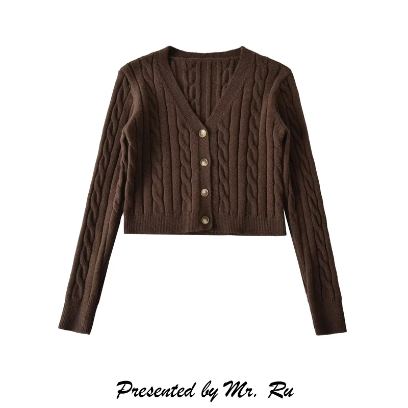 Ретро-кардиган с V-образным вырезом на четырех пуговицах, вязаный, в стиле колледж, с узором косы, приталенный, для женщин, зимний, с длинными рукавами
Ретро-кардиган с V-образным вырезом на четырех пуговицах, вязаный, в стиле колледж, с узором косы, приталенный, для женщин, зимний, с длинными рукавами