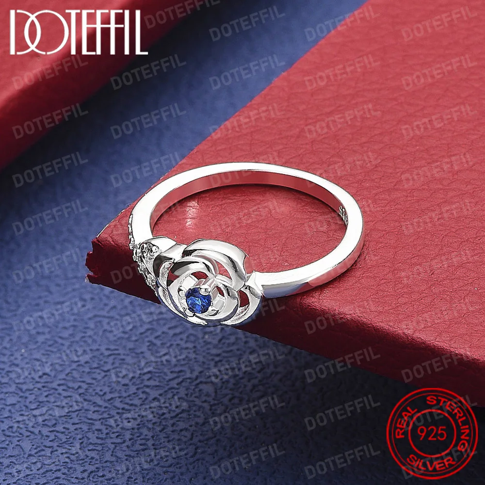 925 Sterling Silver Blue Crystal Rose Flower Ring For Woman Fashion Wedding Engagement Party Gift Charm Jewelry
925 Sterling Silver Blue Crystal Rose Flower Ring For Woman Fashion Wedding Engagement Party Gift Charm Jewelry