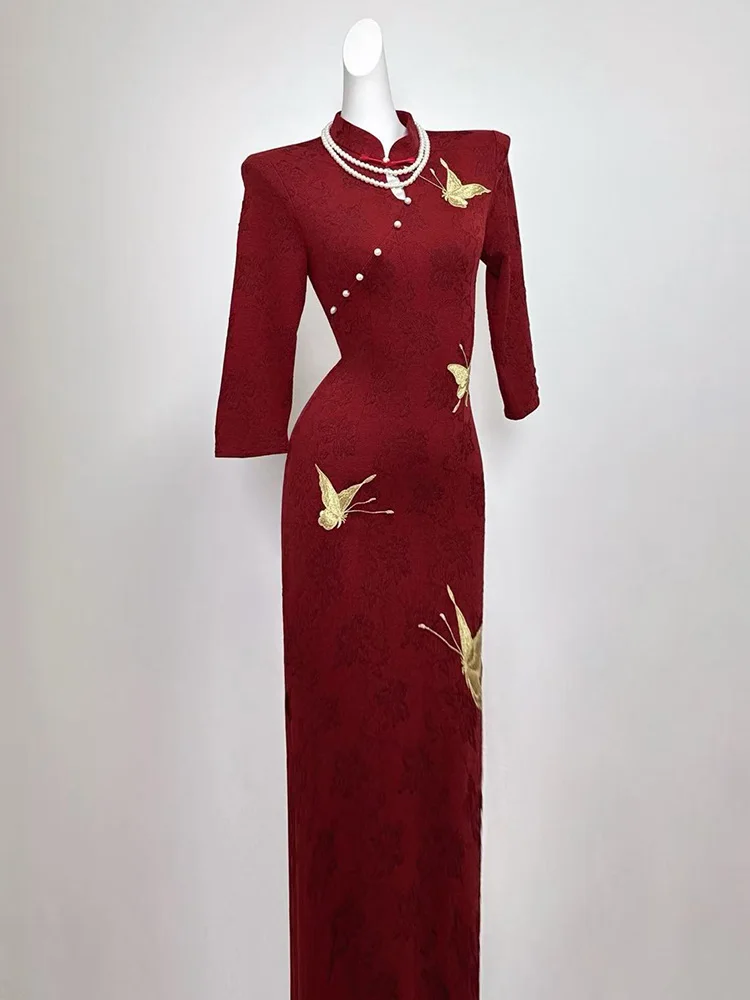 Red Long Sve Embroidered Ele Wedding Dr High Slit Polyester Fiber Warmth Suitable for Engagement Parties
Red Long Sve Embroidered Ele Wedding Dr High Slit Polyester Fiber Warmth Suitable for Engagement Parties