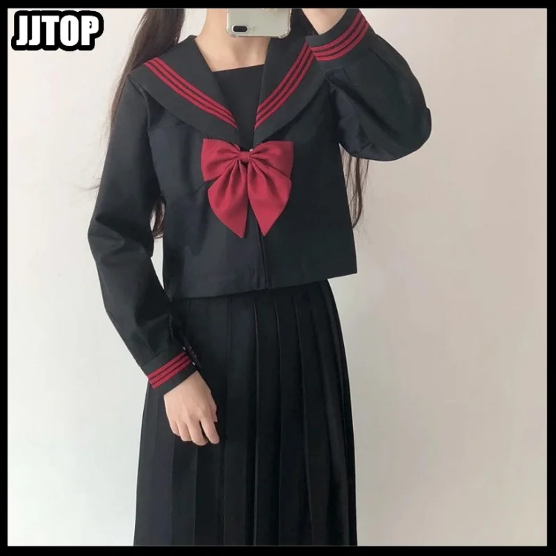 HIGH QUALITY black School girl JK Uniform Japanese Class Sailor School Uniforms Students Clothes Sailor pleated long skirt
HIGH QUALITY black School girl JK Uniform Japanese Class Sailor School Uniforms Students Clothes Sailor pleated long skirt