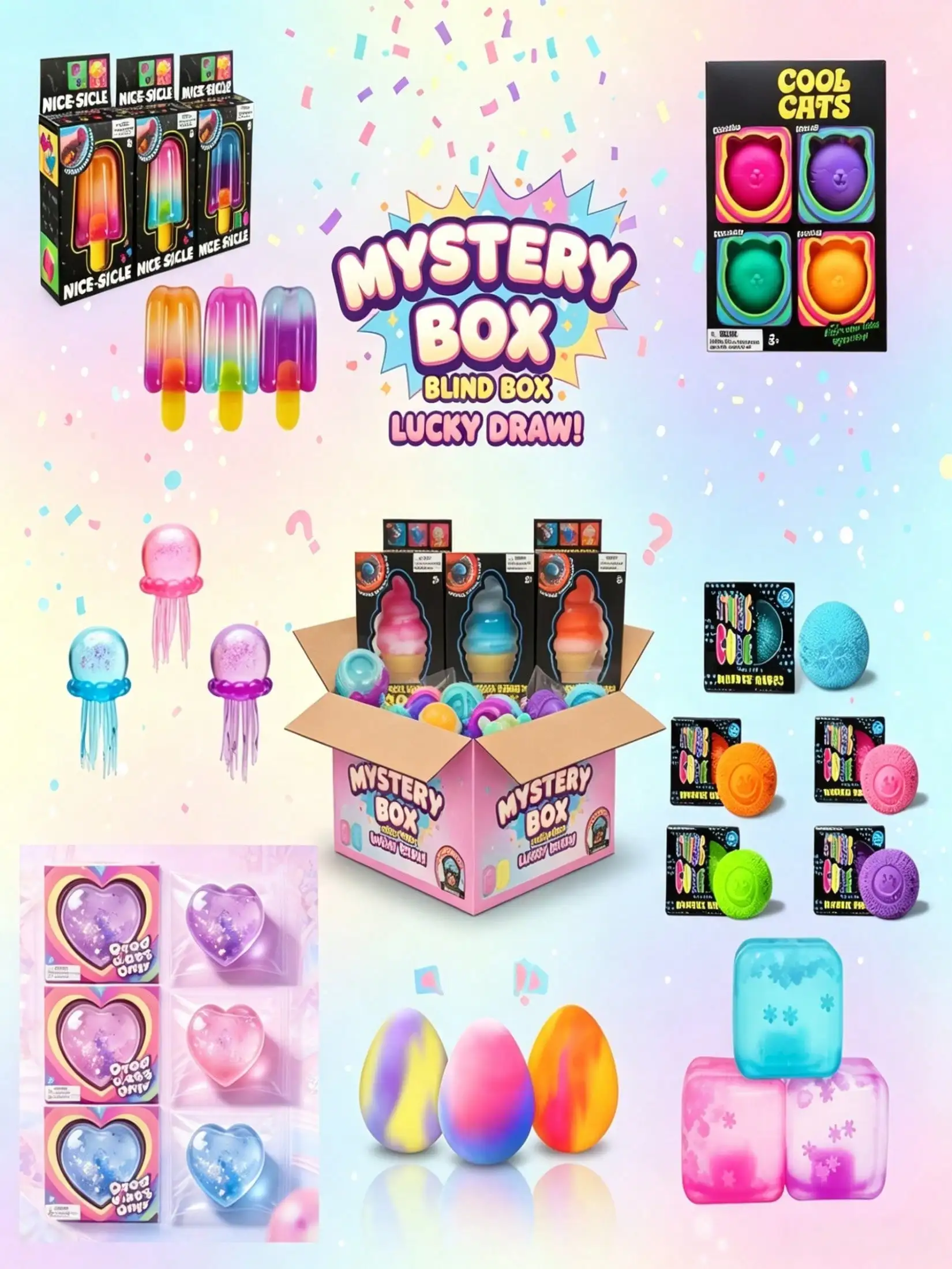 3 Draws Mystery Box Squishy Toys – Random Blind Box Stress Relief Set – Independent Odds Each Pull
3 Draws Mystery Box Squishy Toys – Random Blind Box Stress Relief Set – Independent Odds Each Pull