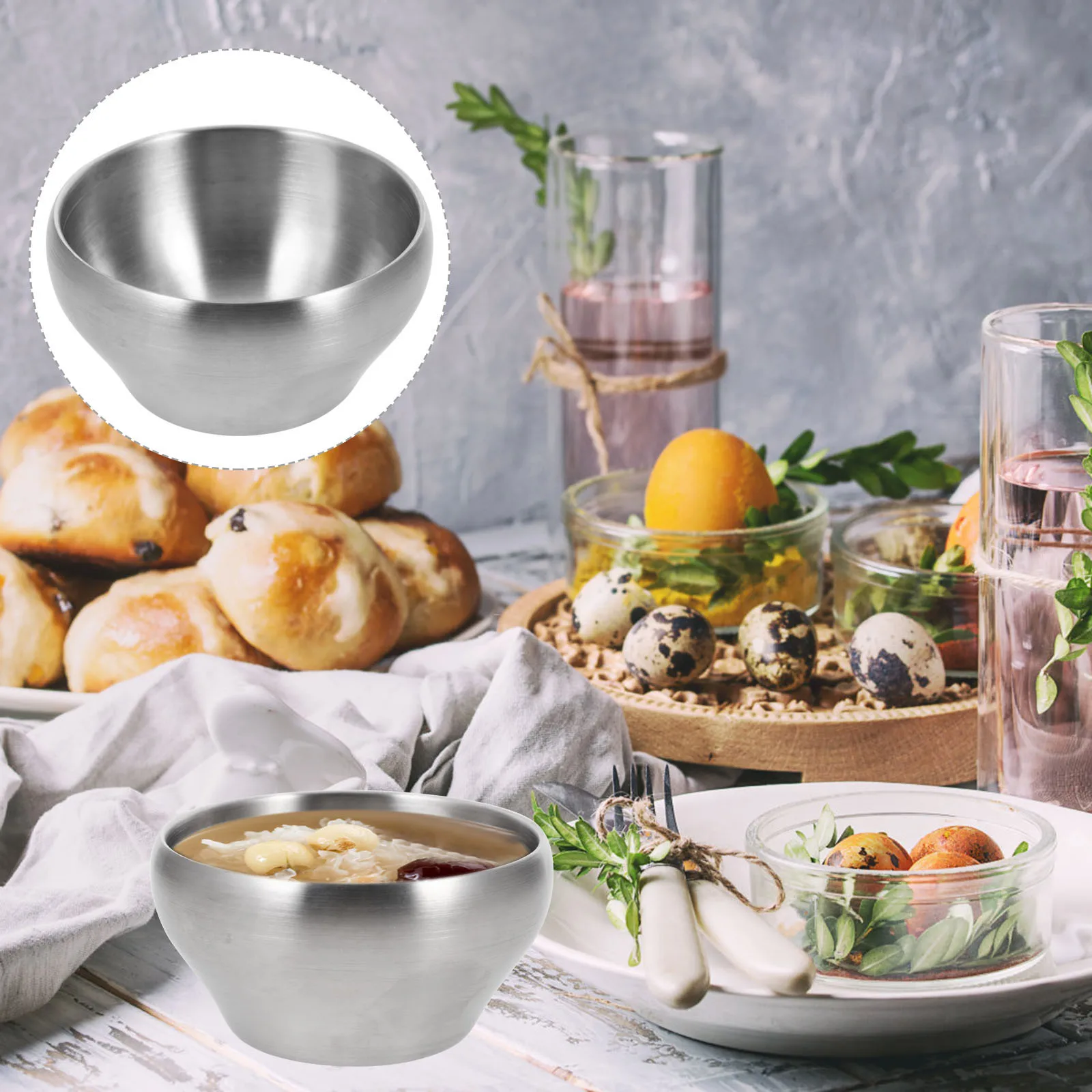 Stainless Steel Bowls Soup Rice Container Double Wall Insulated Metal Bowl Ice Cream Salad Food Home Kitchen Tableware
Stainless Steel Bowls Soup Rice Container Double Wall Insulated Metal Bowl Ice Cream Salad Food Home Kitchen Tableware