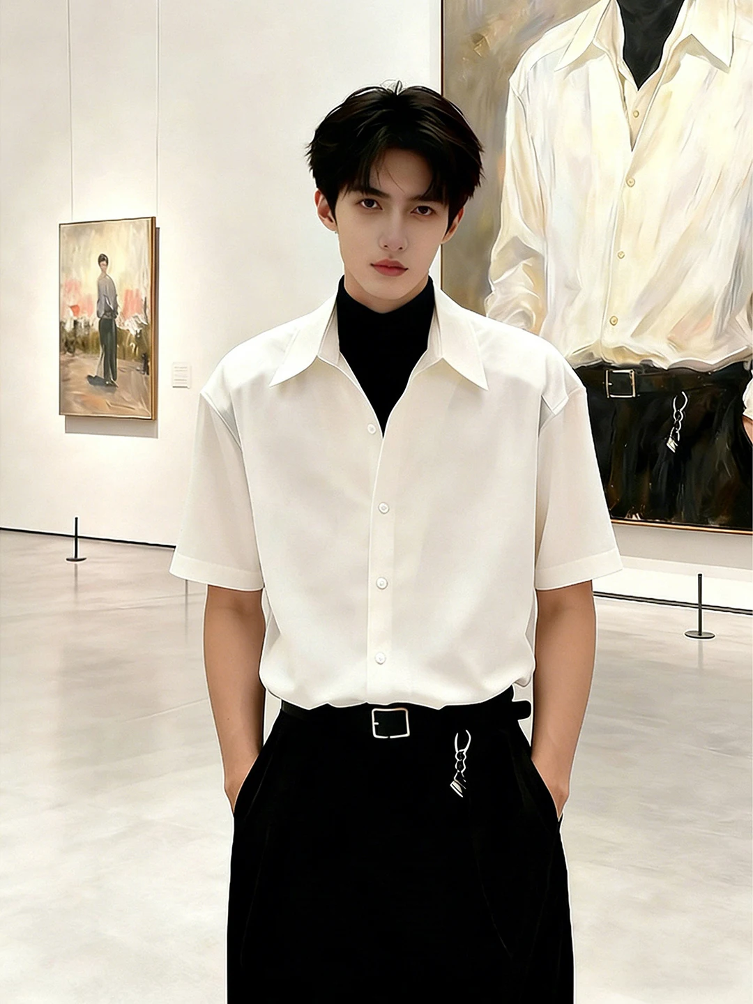 White Ice Silk Short Sleeve Men's Shirt Summer Quick Dry High Sensation Inner T-Shirt Lightweight Maturity JK Shirt Coat
White Ice Silk Short Sleeve Men's Shirt Summer Quick Dry High Sensation Inner T-Shirt Lightweight Maturity JK Shirt Coat