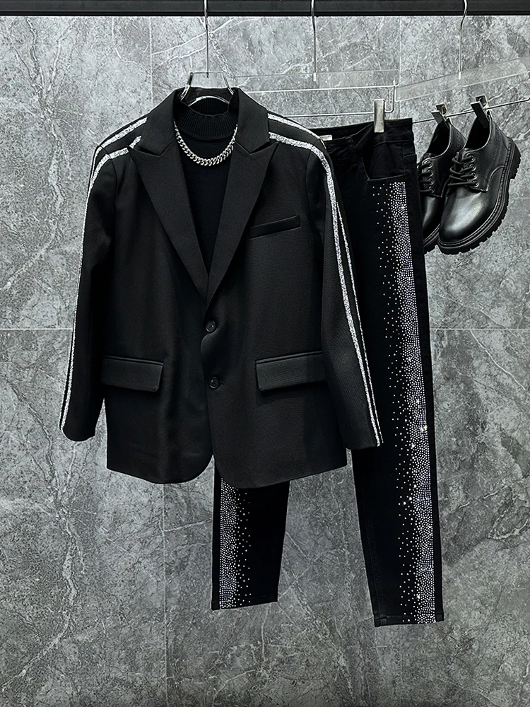 Trendy Korean Sle Men's Suit Jaet with Rhinestone Patchwork Long Sve oulder Pad Western Sle Casual Faionable
Trendy Korean Sle Men's Suit Jaet with Rhinestone Patchwork Long Sve oulder Pad Western Sle Casual Faionable