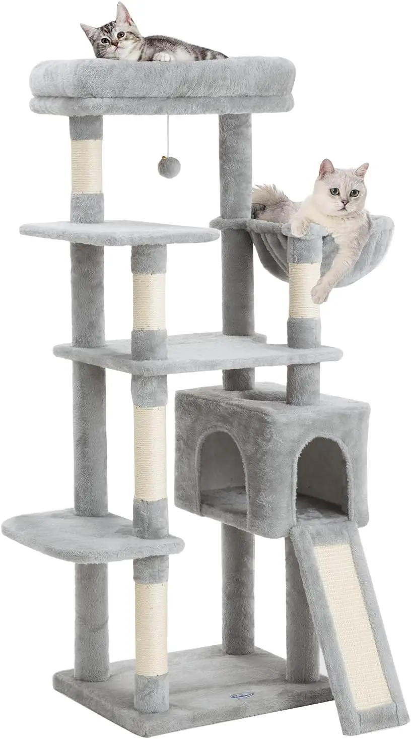 54 Inches Cat Tree, Tall Cat Tower with Hammock, Condo and Scratching Pad, Cat House with Plush Perch for Indoor Cats Ad
54 Inches Cat Tree, Tall Cat Tower with Hammock, Condo and Scratching Pad, Cat House with Plush Perch for Indoor Cats Ad