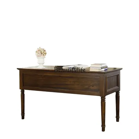 LJYAmerican retro eski meşe çalışma masası Avrupa ceviz ağacı masif ahşap çalışma masası