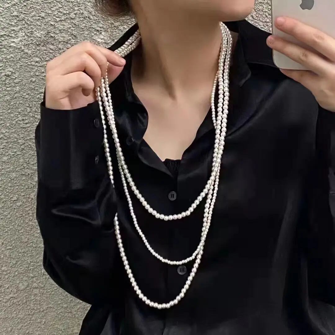 French design sense multi-layer fringed glass pearl long necklace sweater chain with wind collarbone neck
French design sense multi-layer fringed glass pearl long necklace sweater chain with wind collarbone neck