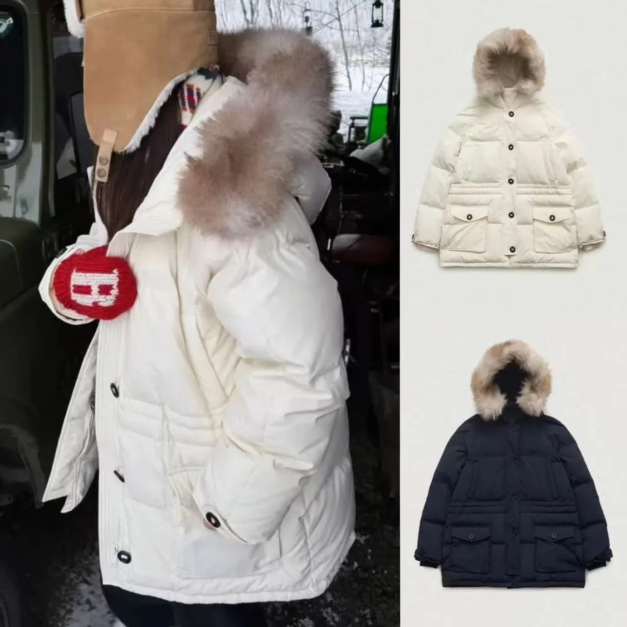 Detachable Fur Collar Hooded 90 Du down Parka Workwear Sle Women's down Jaet Coat Korean Sle Thiened Long Sve
Detachable Fur Collar Hooded 90 Du down Parka Workwear Sle Women's down Jaet Coat Korean Sle Thiened Long Sve