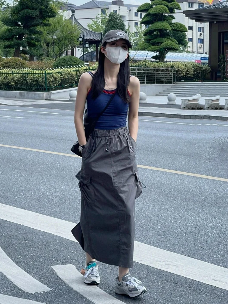 Gray A-Line Midi Skirt with Drawstring Pocket High Waist Hip Concealing Summer Commute Style Workwear Skirt for Women
Gray A-Line Midi Skirt with Drawstring Pocket High Waist Hip Concealing Summer Commute Style Workwear Skirt for Women