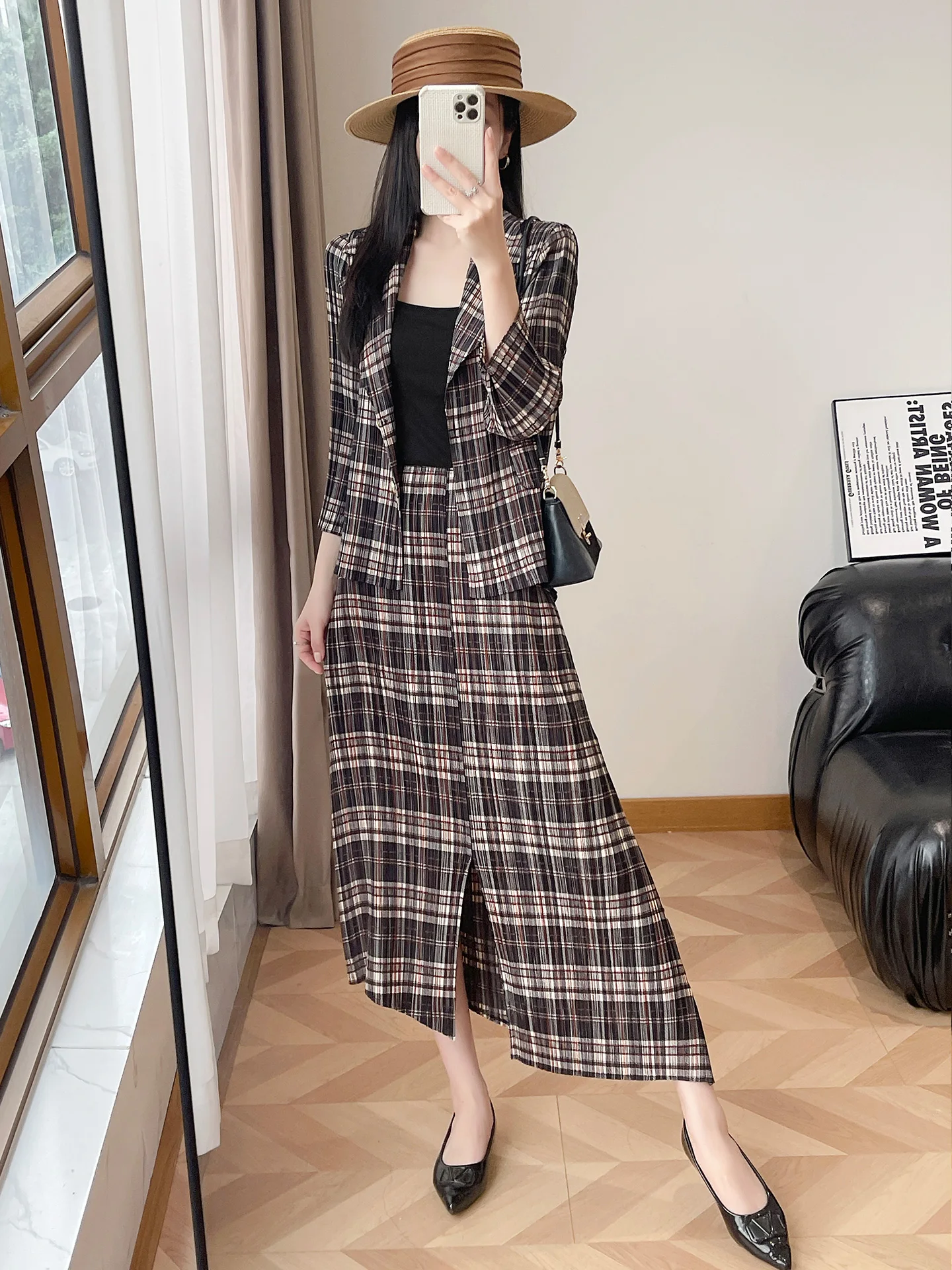 Women's Plaid Suit Set High Waist Slimming Large Size Commute Two Piece Set Spring Autumn Vintage Style Elastic Polyester
Women's Plaid Suit Set High Waist Slimming Large Size Commute Two Piece Set Spring Autumn Vintage Style Elastic Polyester