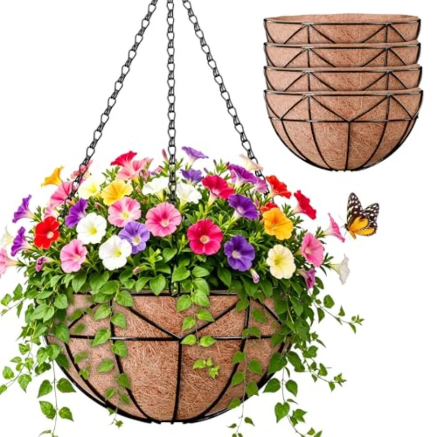 4 Pack 12 Inch Hanging Baskets for Plants Outdoor- Small Hanging Garden Planters with Coco Liner for Outside, Empty Metal Wire
4 Pack 12 Inch Hanging Baskets for Plants Outdoor- Small Hanging Garden Planters with Coco Liner for Outside, Empty Metal Wire