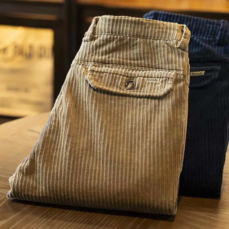 New Men's Corduroy Casual Pants Elastic Striped Straight Leg Thi Busin Sle Dad Clothes Striped West Pants
New Men's Corduroy Casual Pants Elastic Striped Straight Leg Thi Busin Sle Dad Clothes Striped West Pants