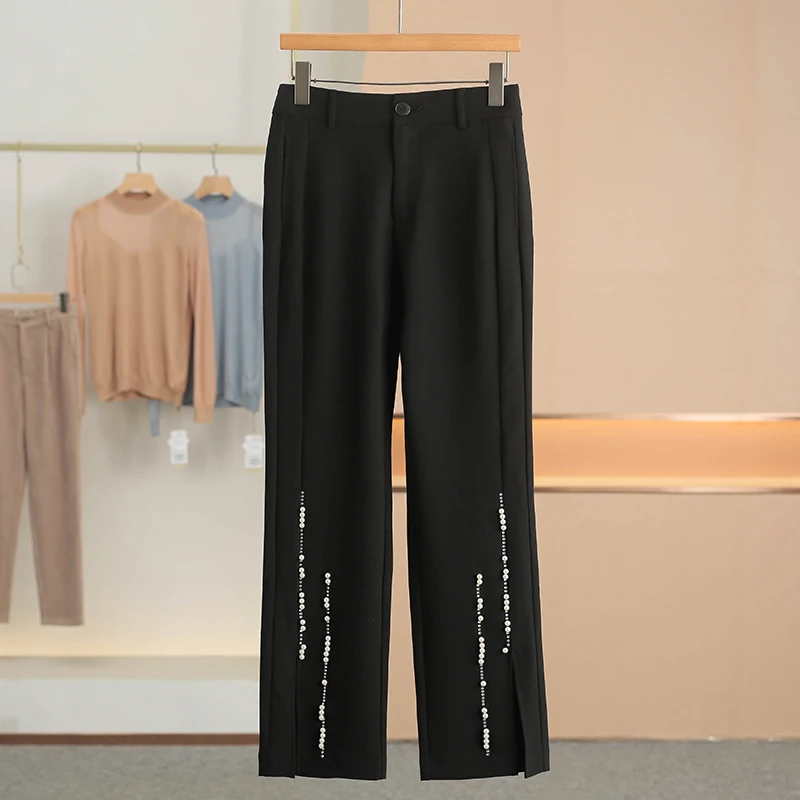 Casual Straight Leg Pants with Beadwork And Slits for Women Spring 2026 New Arrival Street Style Natural Waist Long Trousers
Casual Straight Leg Pants with Beadwork And Slits for Women Spring 2026 New Arrival Street Style Natural Waist Long Trousers