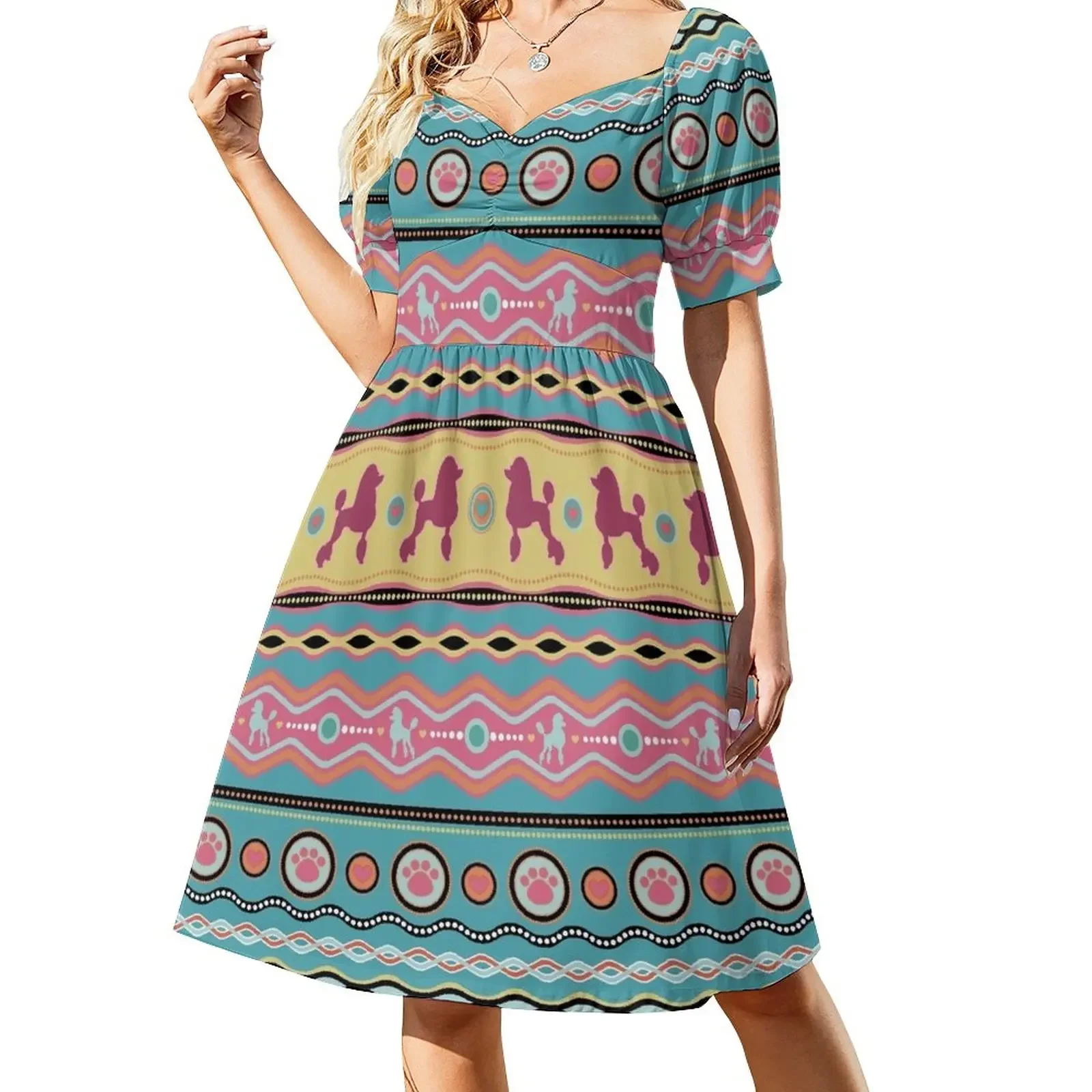 Poodle -Fun Colorful Pattern in pastels Short-Sleeved Dress Women's summer dress Aesthetic clothing
Poodle -Fun Colorful Pattern in pastels Short-Sleeved Dress Women's summer dress Aesthetic clothing