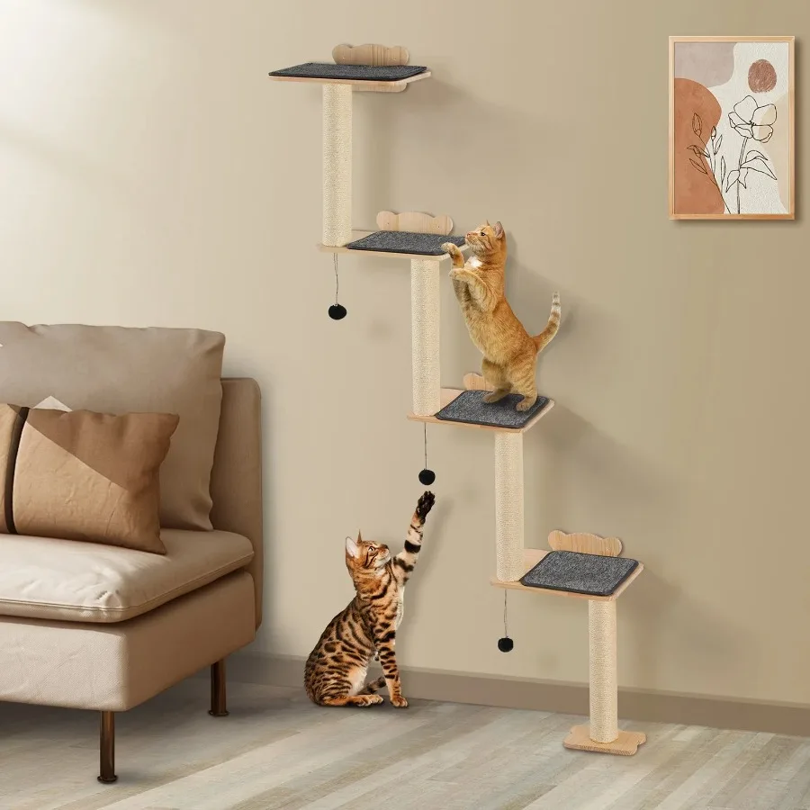 Wall Mounted Cat Shelves Tree with Platform Tree-Shaped Cat Furniture Set 
Wall Mounted Cat Shelves Tree with Platform Tree-Shaped Cat Furniture Set