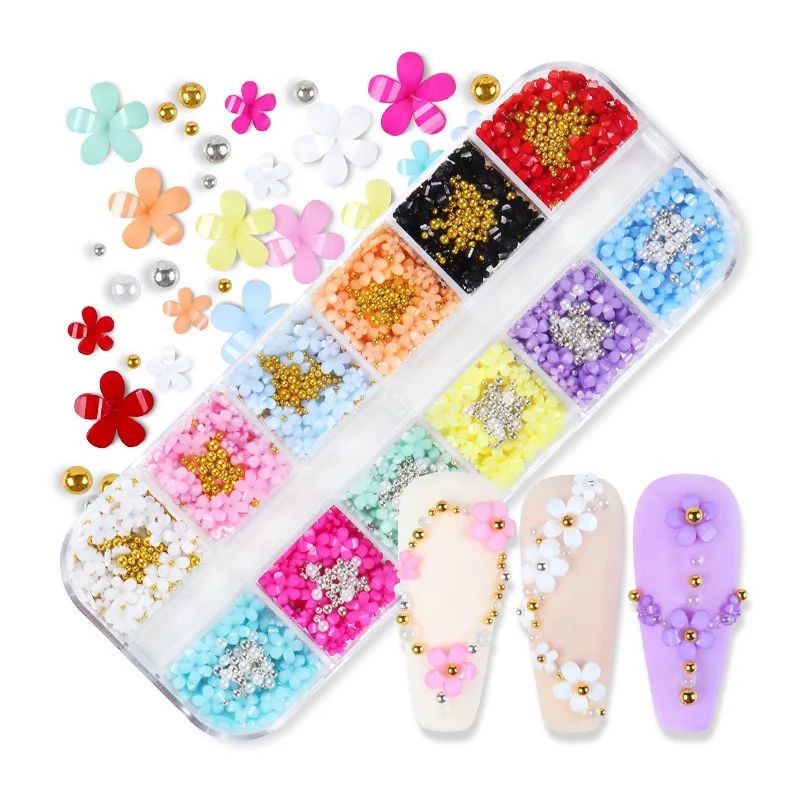 12 Grids 3D Acrylic Flower Nail Parts Decoration Mixed Steel Beads Gems Charms Nail Professional Accessories Flakes Slime Filler
12 Grids 3D Acrylic Flower Nail Parts Decoration Mixed Steel Beads Gems Charms Nail Professional Accessories Flakes Slime Filler
