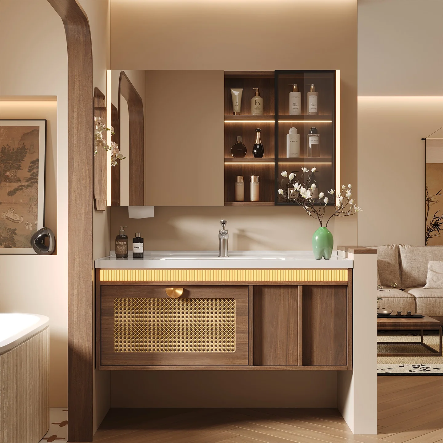 Mirrored Cabinet,Anran Antique-Style Solid Wood Multilayer Ceramic Wall-Mounted Mirror Integrated Basin Bathroom Cabinet Set For
Mirrored Cabinet,Anran Antique-Style Solid Wood Multilayer Ceramic Wall-Mounted Mirror Integrated Basin Bathroom Cabinet Set For