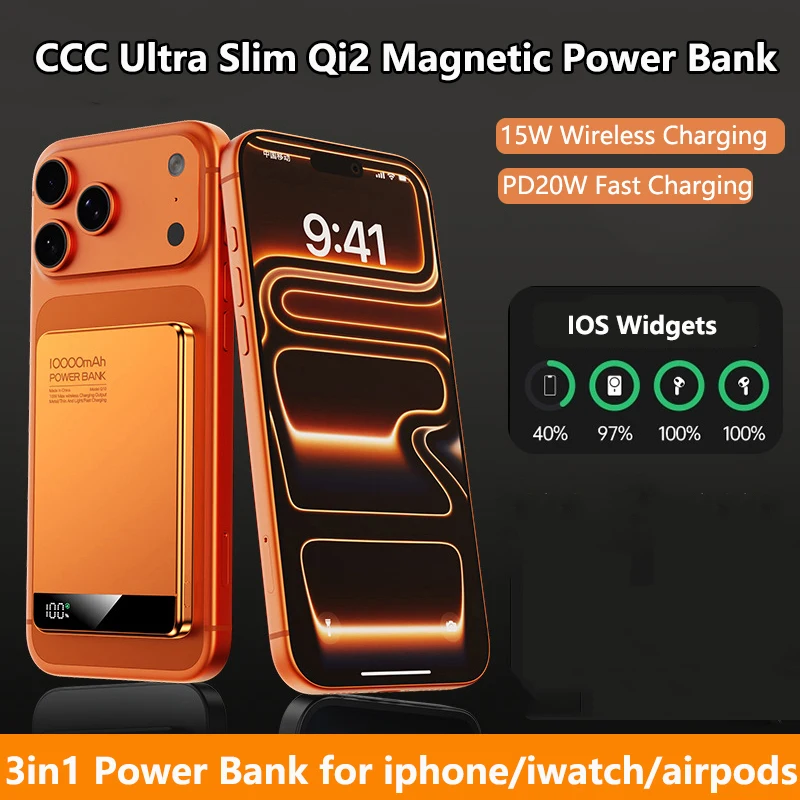 Qi2 3 in 1 Power Bank for Magsafe Magnetic Wireless 20W Fast Charging Portable Battery Charger For iPhone 17 Apple Watch Airpods
Qi2 3 in 1 Power Bank for Magsafe Magnetic Wireless 20W Fast Charging Portable Battery Charger For iPhone 17 Apple Watch Airpods