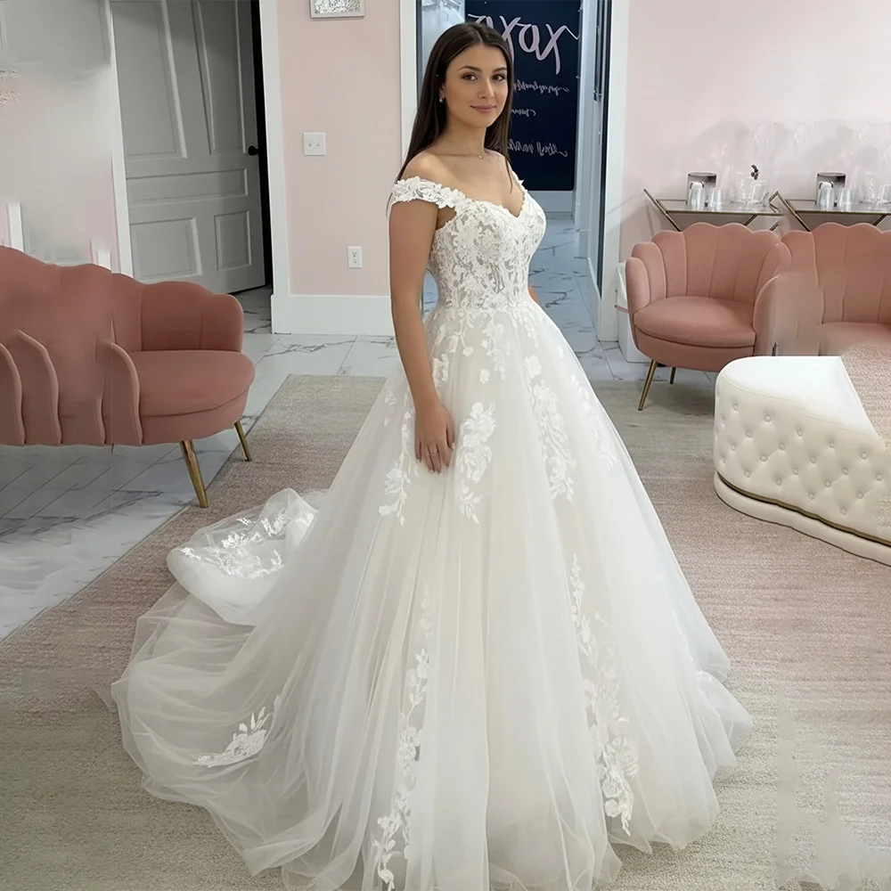 Vintage Lace Wedding Dresses For Bride Women Off Shoulder Sweetheart Applique Bride Gowns A-Line Robe De Mariée Customized
Vintage Lace Wedding Dresses For Bride Women Off Shoulder Sweetheart Applique Bride Gowns A-Line Robe De Mariée Customized