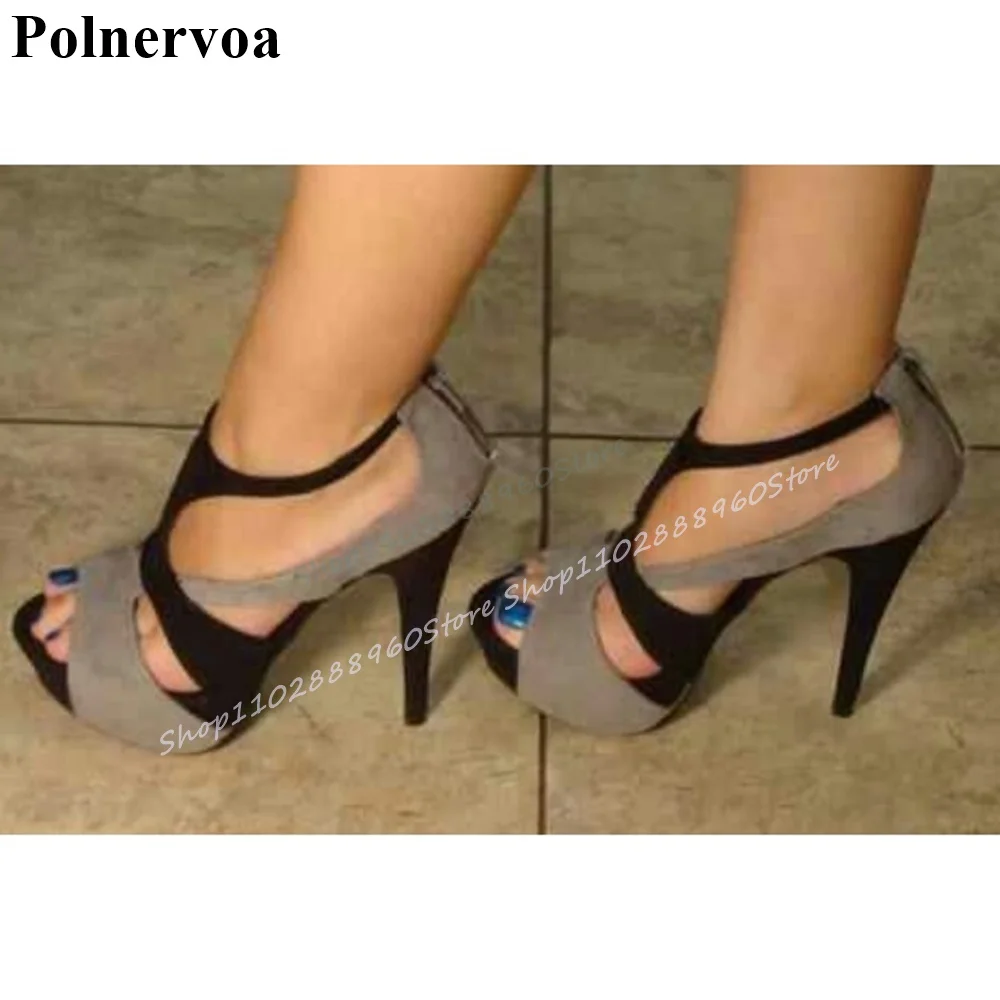 Mixed Platform Flock Cross Strip Sandals Thin High Heel Shoes For Women Back Zipper Peep Toe 2025 Fashion Zapatos Para Mujere
Mixed Platform Flock Cross Strip Sandals Thin High Heel Shoes For Women Back Zipper Peep Toe 2025 Fashion Zapatos Para Mujere